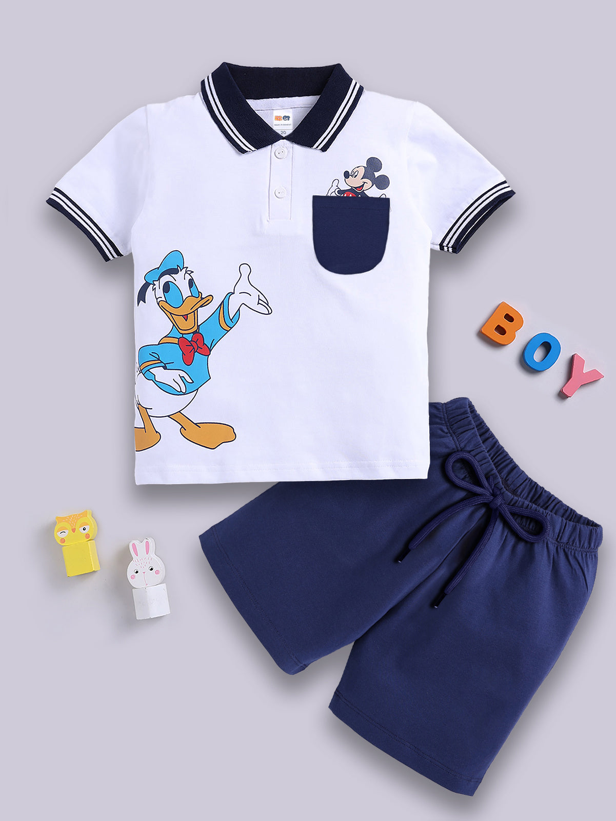 Boys Casual T-shirt Shorts  (NAVY ALL)