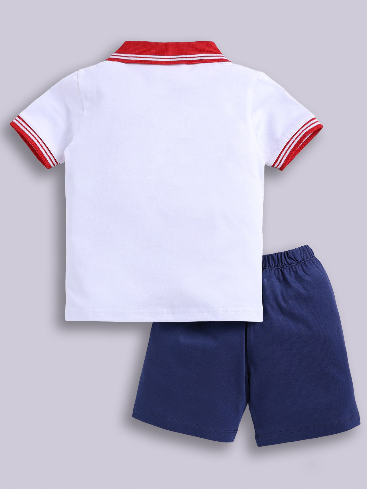 Boys Casual T-shirt Shorts  (RED NAVY)
