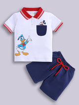 Boys Casual T-shirt Shorts  (RED NAVY)