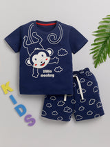 Boys Casual T-shirt Shorts  (NAVY)