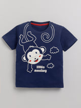 Boys Casual T-shirt Shorts  (NAVY)