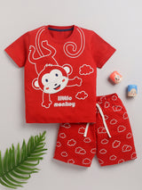 Boys Casual T-shirt Shorts  (RED)