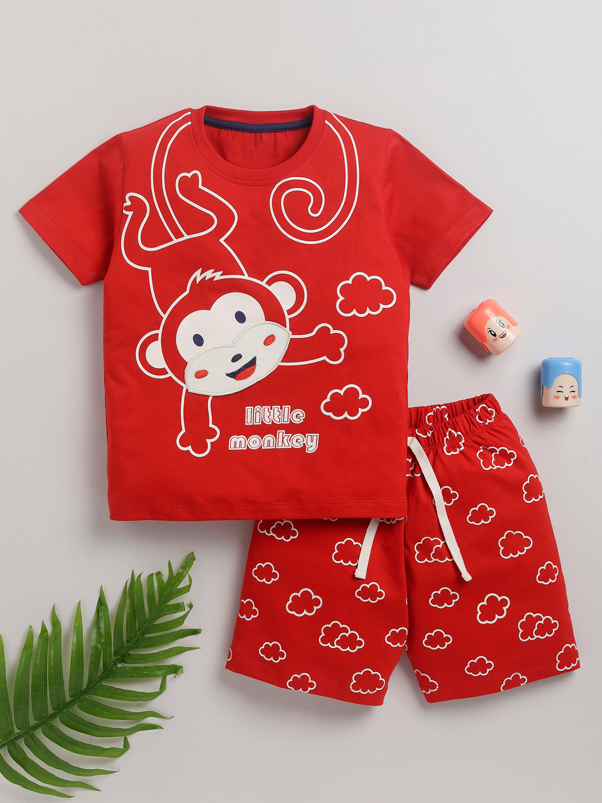 Boys Casual T-shirt Shorts  (RED)