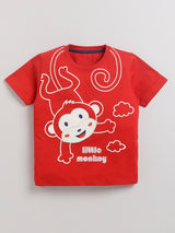 Boys Casual T-shirt Shorts  (RED)