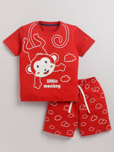 Boys Casual T-shirt Shorts  (RED)