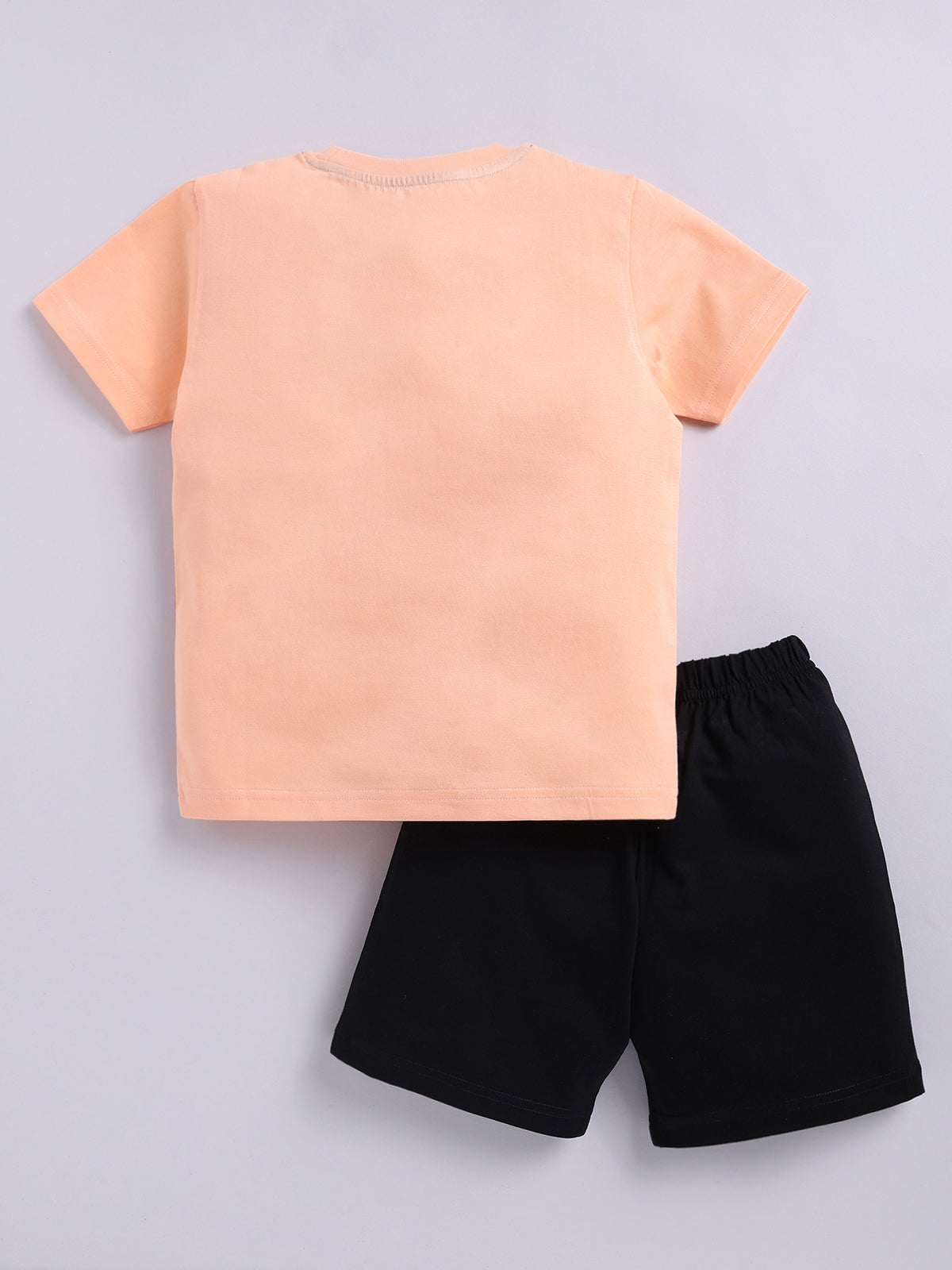 Boys Spiderman Casual T-shirt Shorts  (PEACH BLACK)