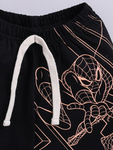 Boys Spiderman Casual T-shirt Shorts  (PEACH BLACK)