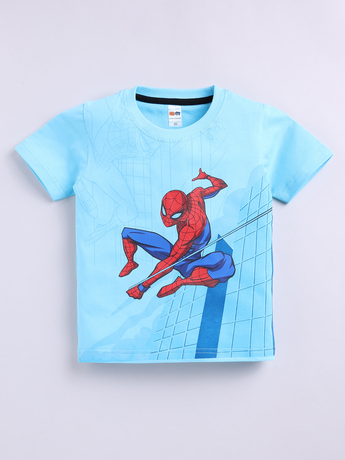 Boys Spiderman Casual T-shirt Shorts  (SKY BLACK)