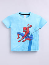 Boys Spiderman Casual T-shirt Shorts  (SKY BLACK)