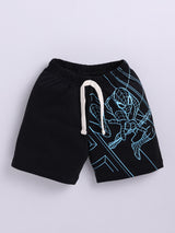 Boys Spiderman Casual T-shirt Shorts  (SKY BLACK)