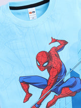 Boys Spiderman Casual T-shirt Shorts  (SKY BLACK)
