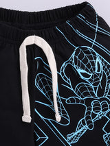 Boys Spiderman Casual T-shirt Shorts  (SKY BLACK)