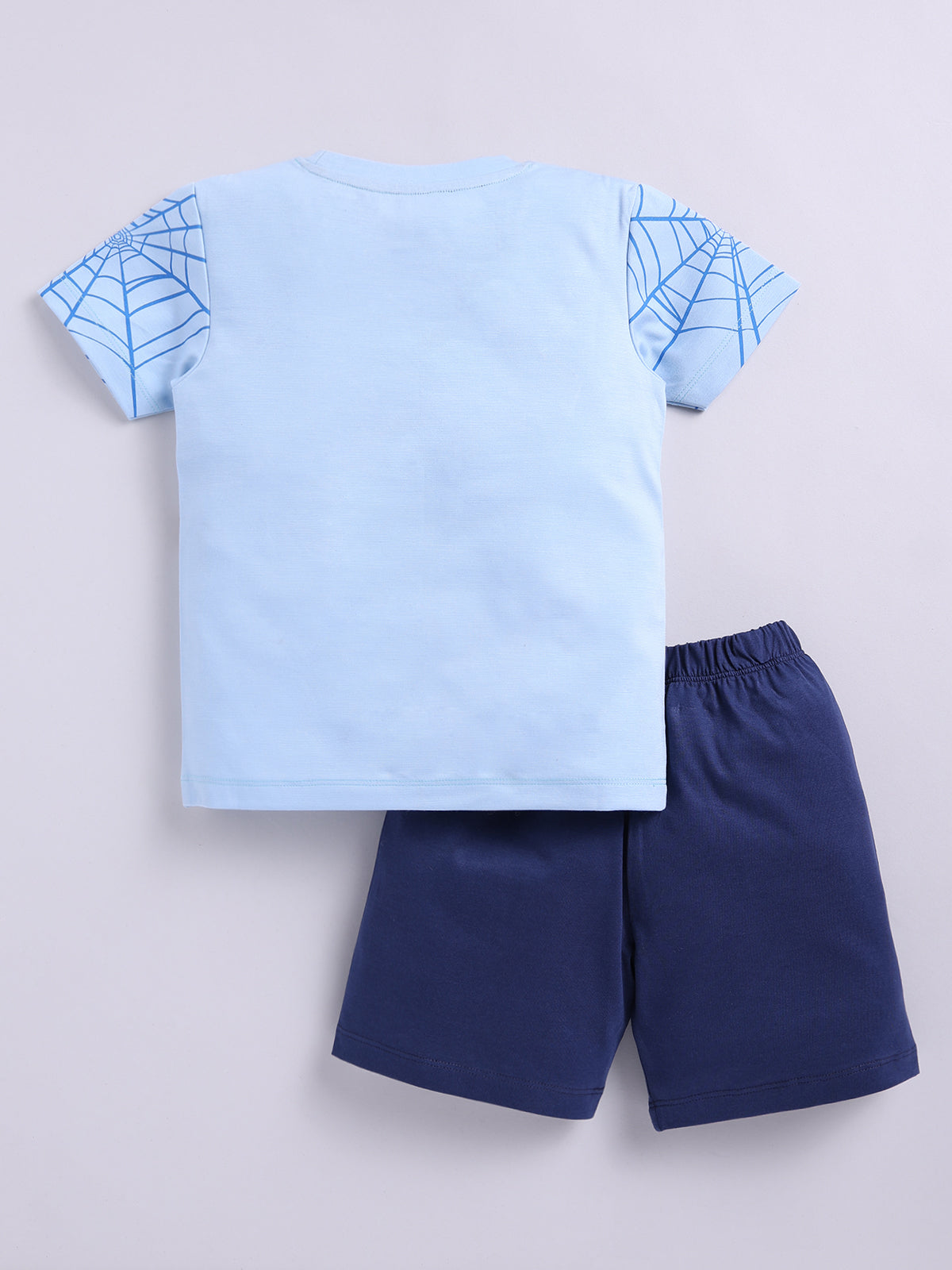 Boys Spiderman Casual T-shirt Shorts  (SKY NAVY)