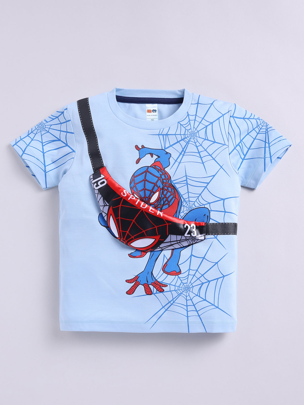 Boys Spiderman Casual T-shirt Shorts  (SKY NAVY)