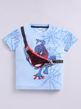 Boys Spiderman Casual T-shirt Shorts  (SKY NAVY)