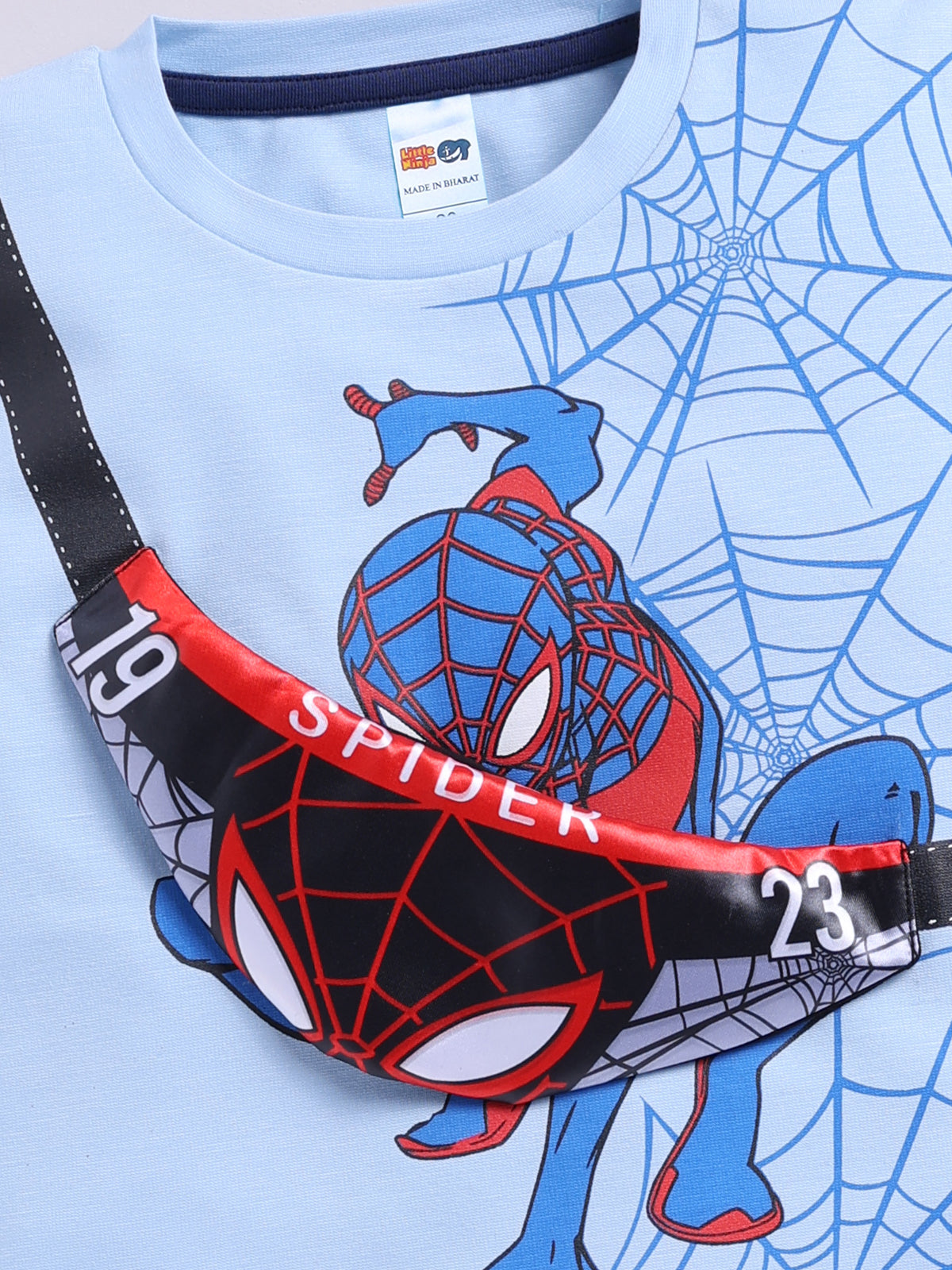 Boys Spiderman Casual T-shirt Shorts  (SKY NAVY)
