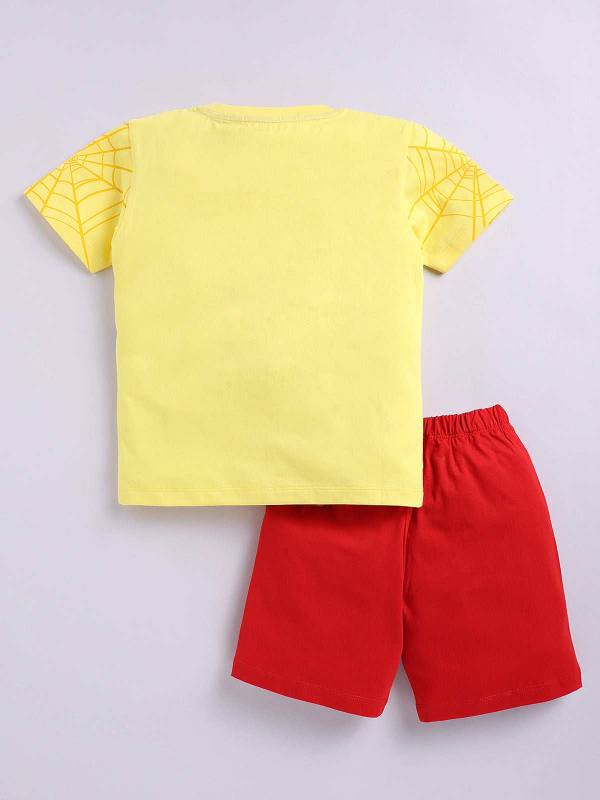 Boys Spiderman Casual T-shirt Shorts  (YELLOW RED)