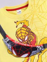 Boys Spiderman Casual T-shirt Shorts  (YELLOW RED)