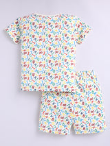 Boys Casual T-shirt Shorts  (White)