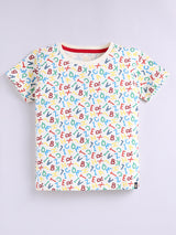 Boys Casual T-shirt Shorts  (White)