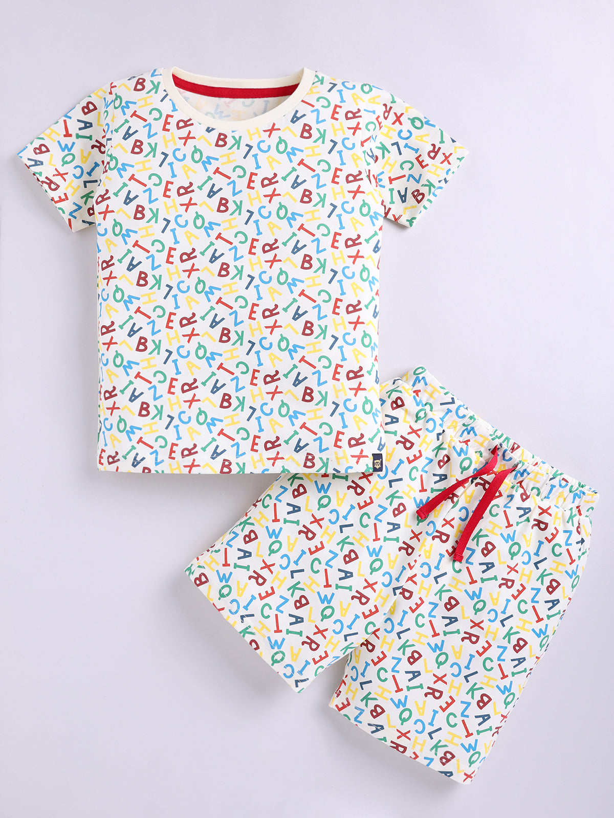 Boys Casual T-shirt Shorts  (White)