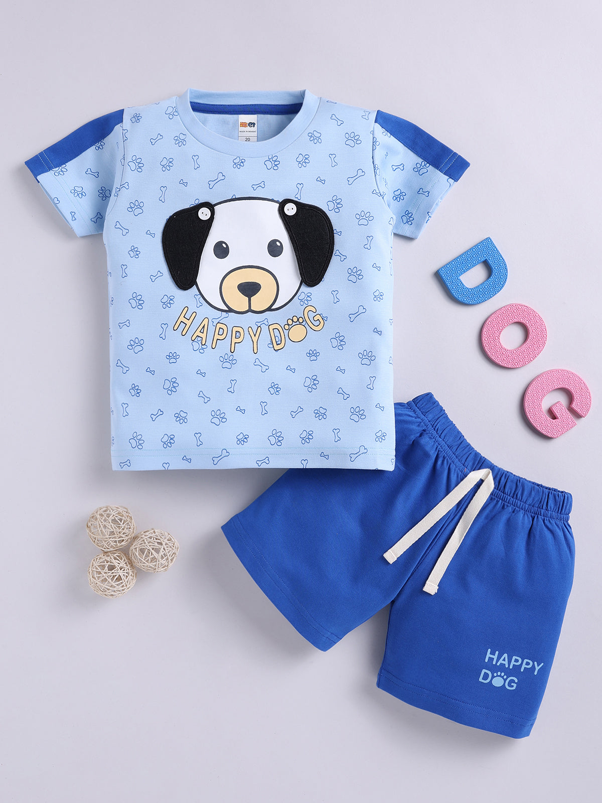 Boys Casual T-shirt Shorts  (SKY)