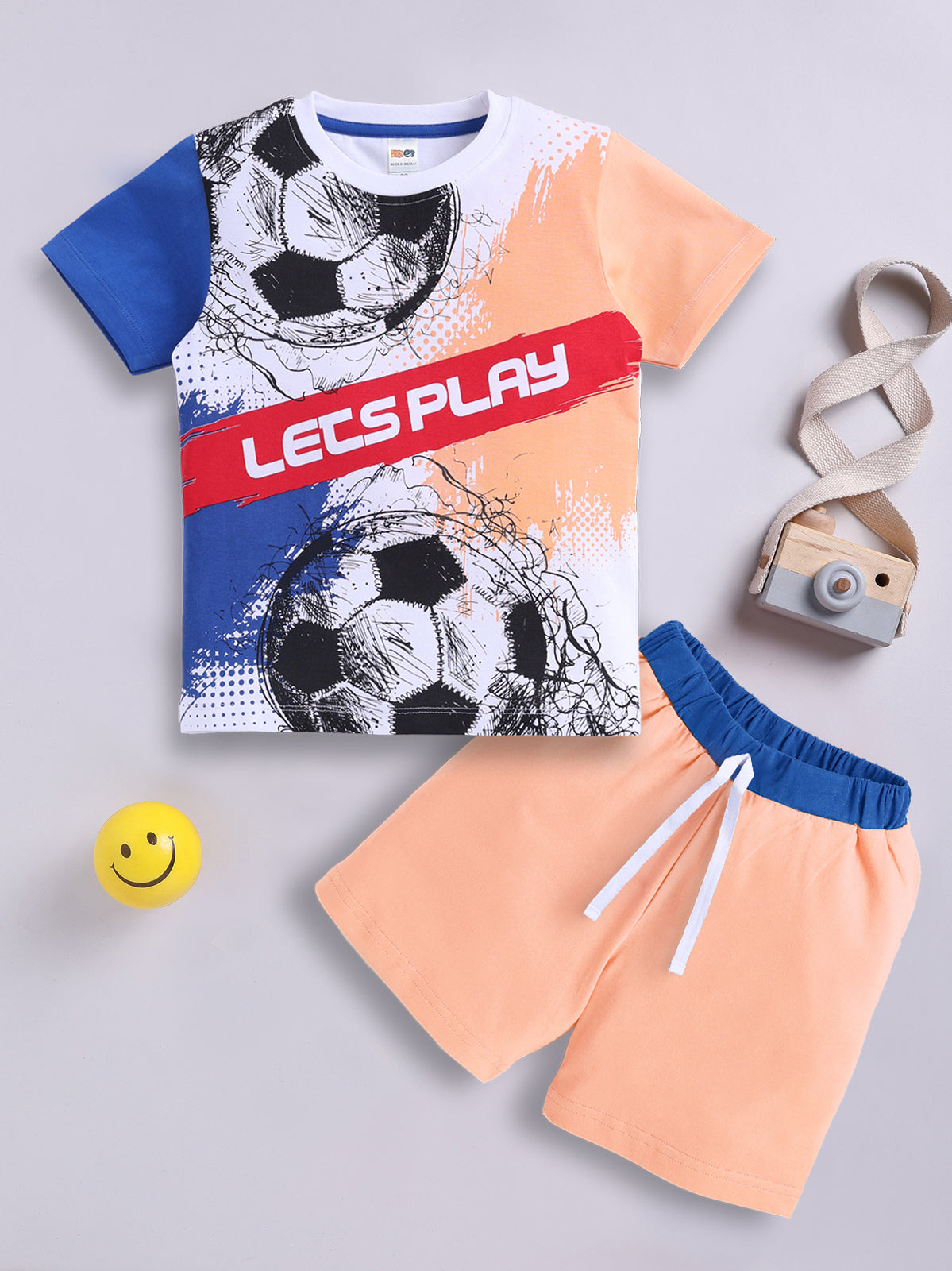 Boys Casual T-shirt Shorts  (PEACH)