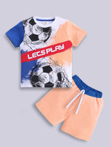 Boys Casual T-shirt Shorts  (PEACH)