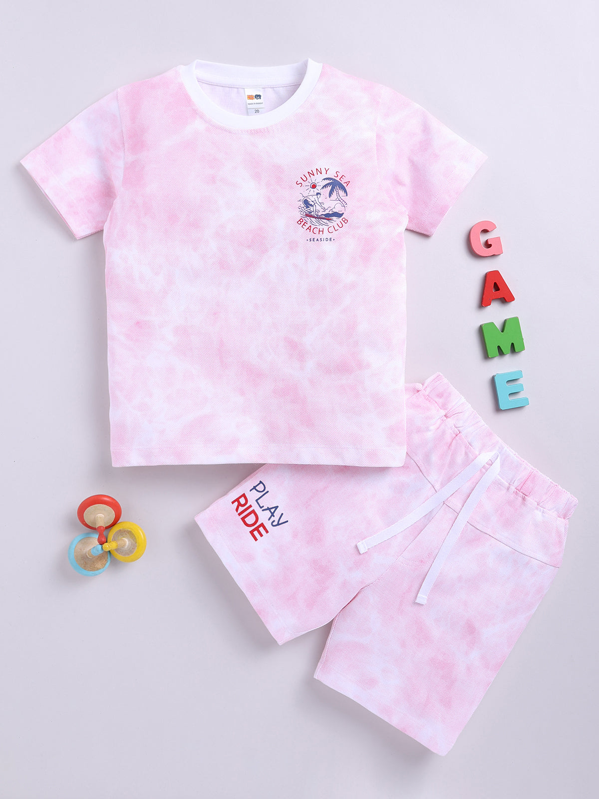 Boys Casual T-shirt Shorts  (PINK)