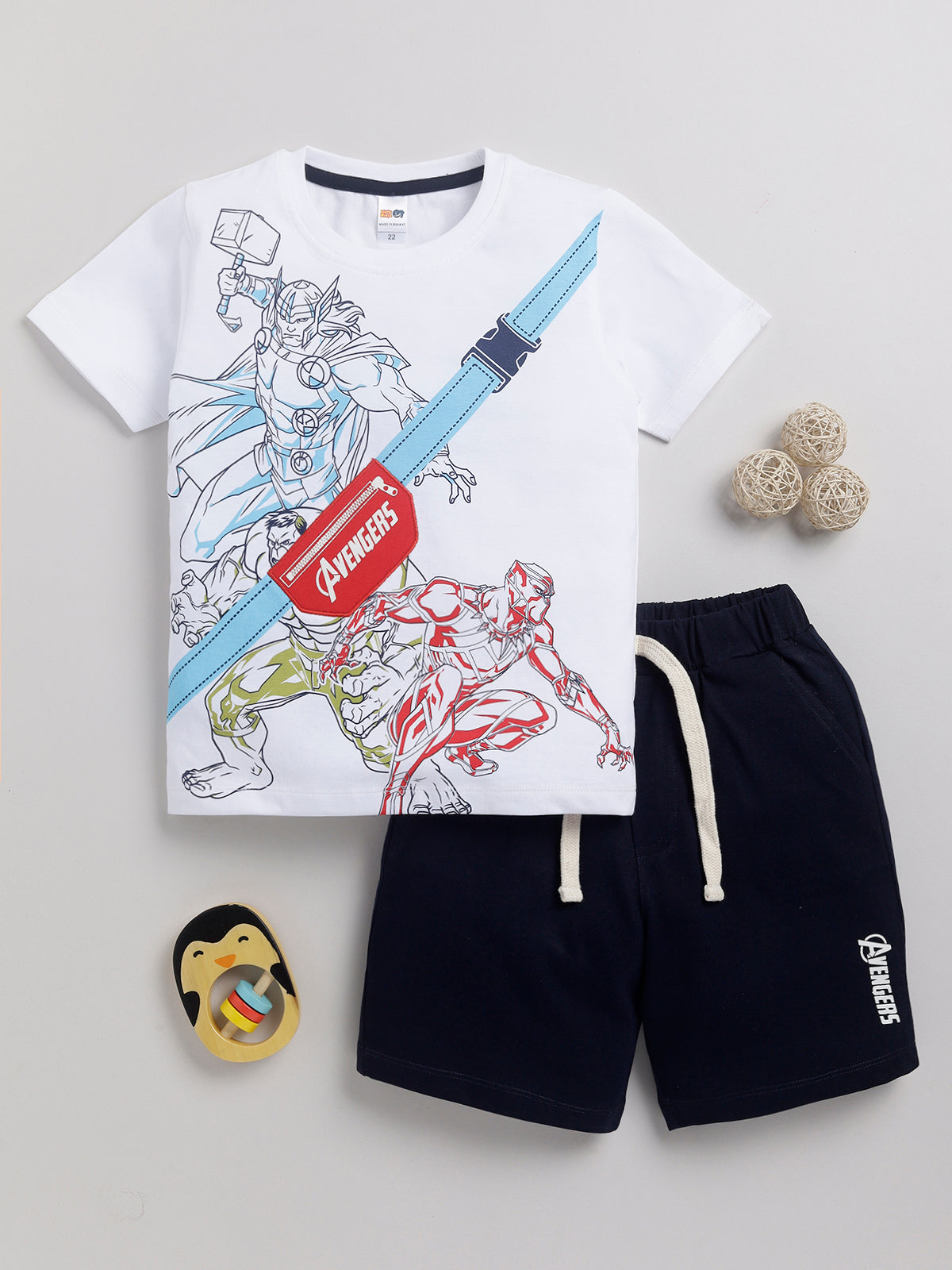 Boys Casual T-shirt Shorts  (BLUE)