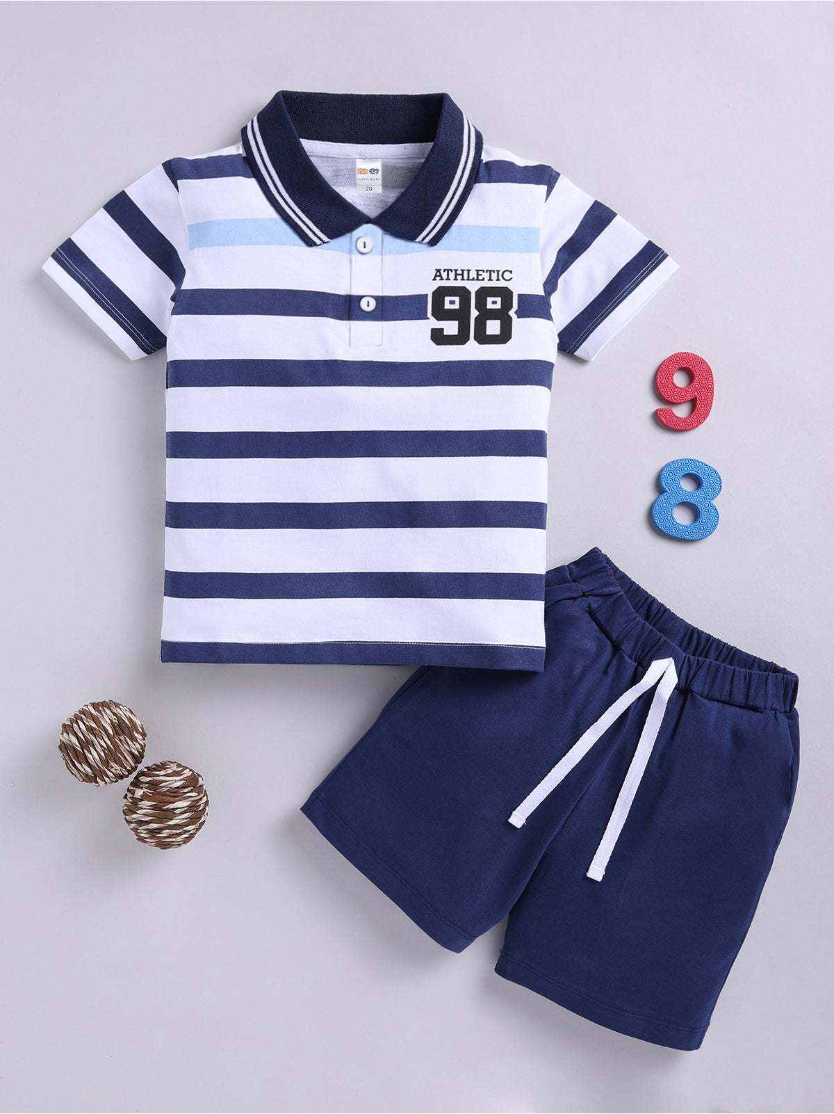 Boys Casual T-shirt Shorts  (BLUE)