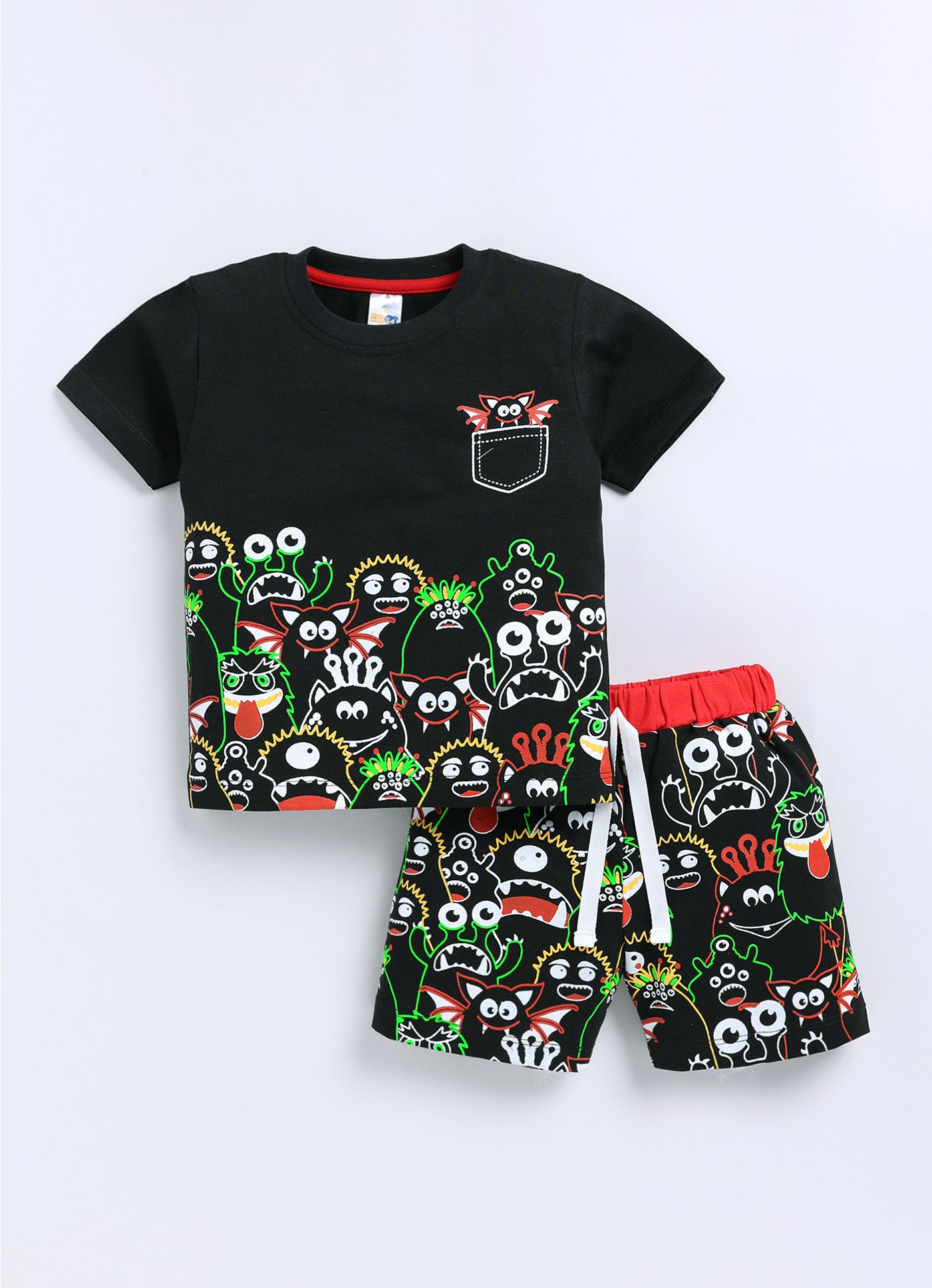 Baby Boys Casual T-shirt Shorts  (BLACK)