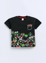Baby Boys Casual T-shirt Shorts  (BLACK)