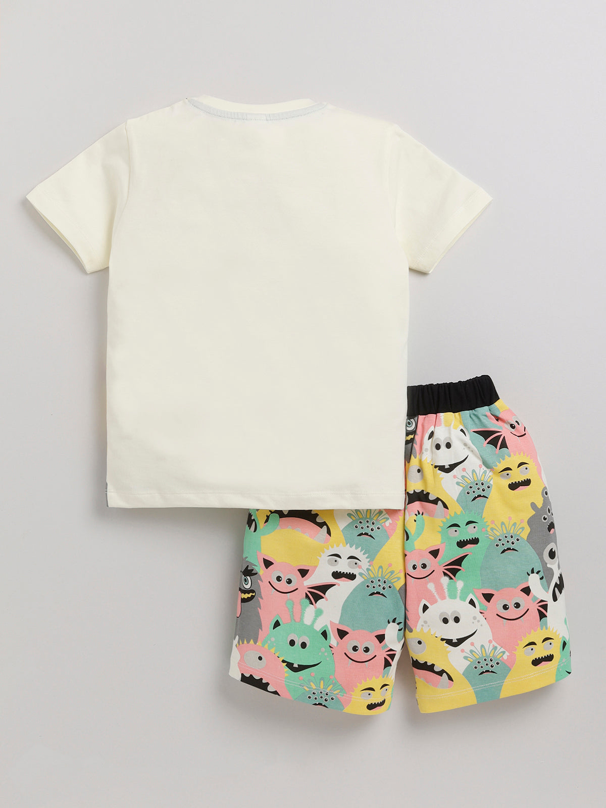 Boys Casual T-shirt Shorts  (CREAM)
