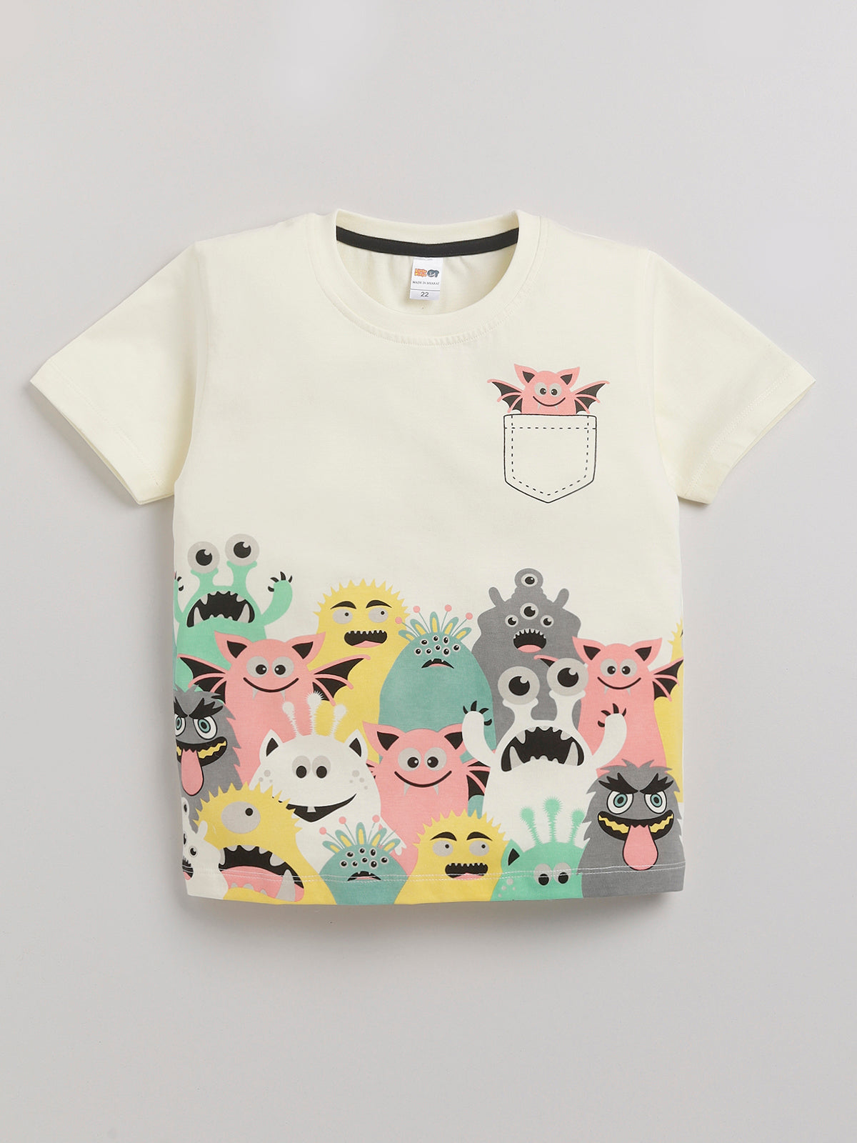 Boys Casual T-shirt Shorts  (CREAM)