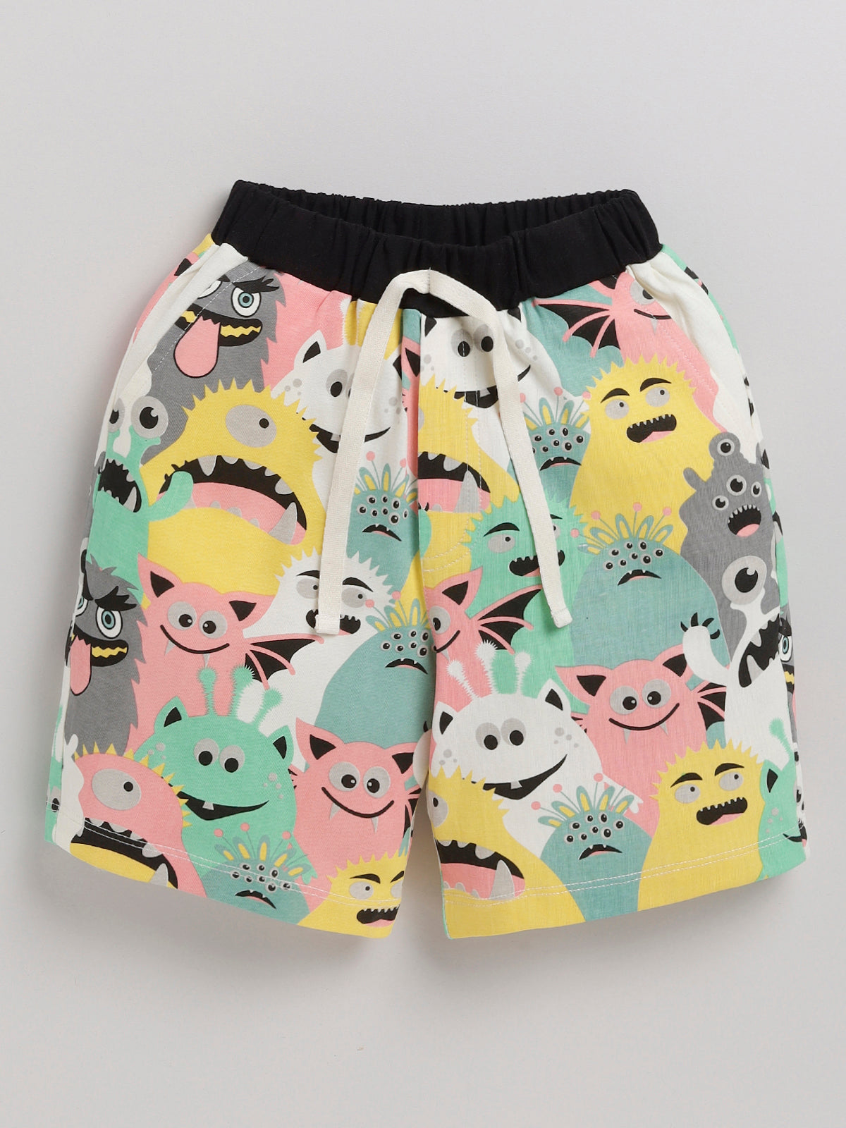 Boys Casual T-shirt Shorts  (CREAM)