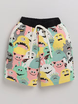 Boys Casual T-shirt Shorts  (CREAM)