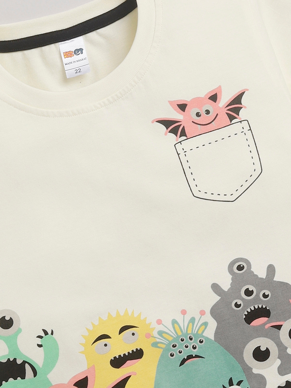 Boys Casual T-shirt Shorts  (CREAM)