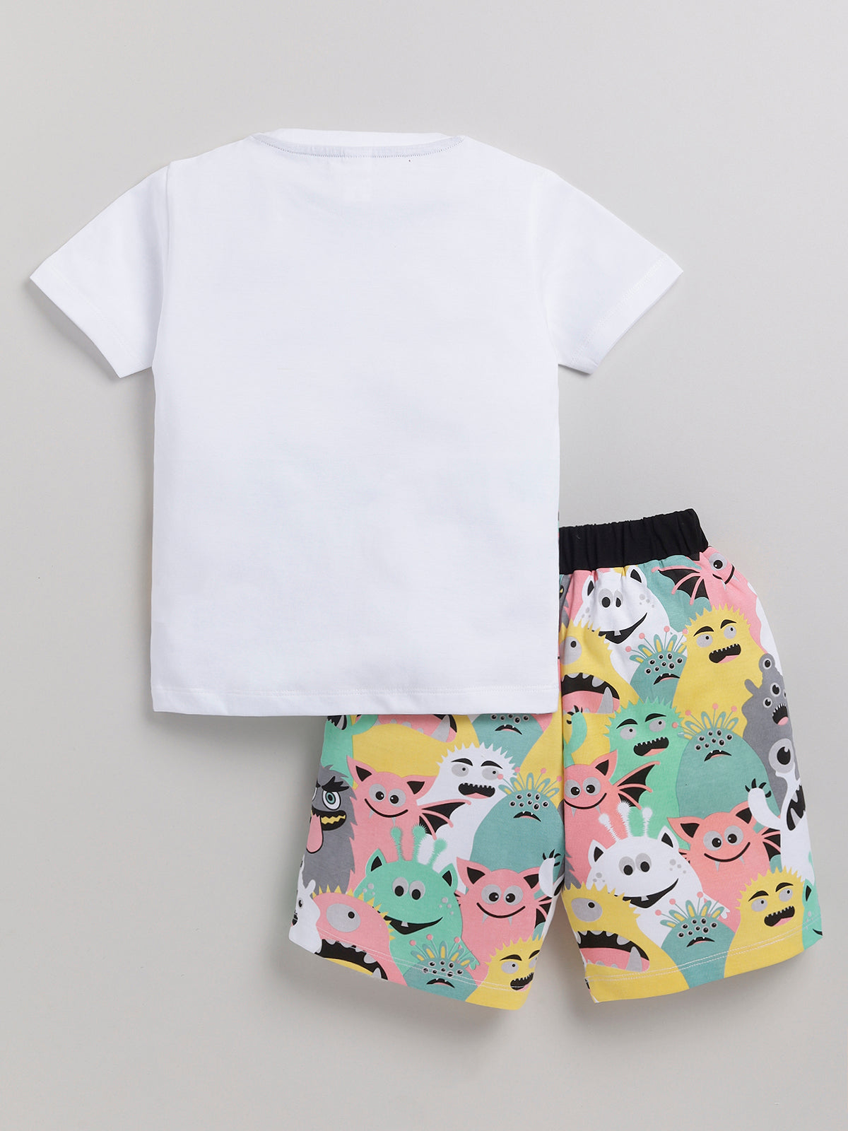 Boys Casual T-shirt Shorts  (WHITE)