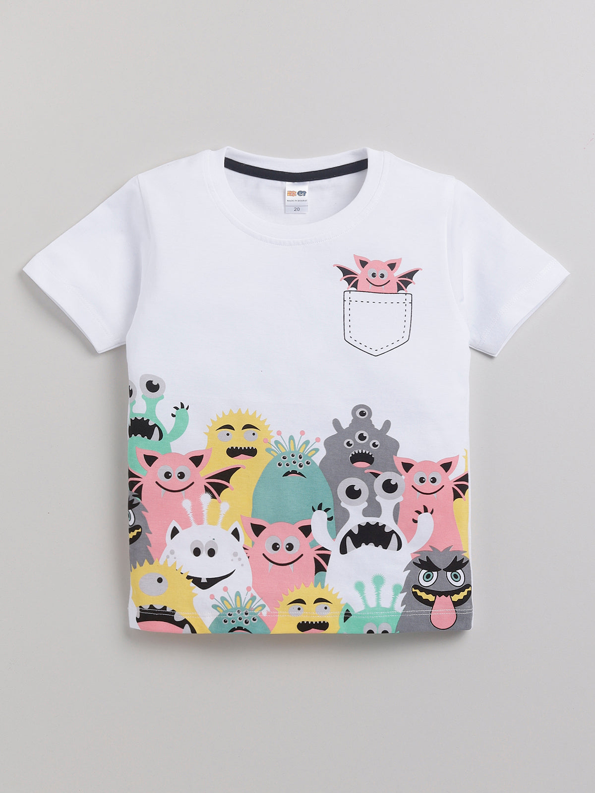 Boys Casual T-shirt Shorts  (WHITE)