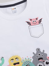 Boys Casual T-shirt Shorts  (WHITE)