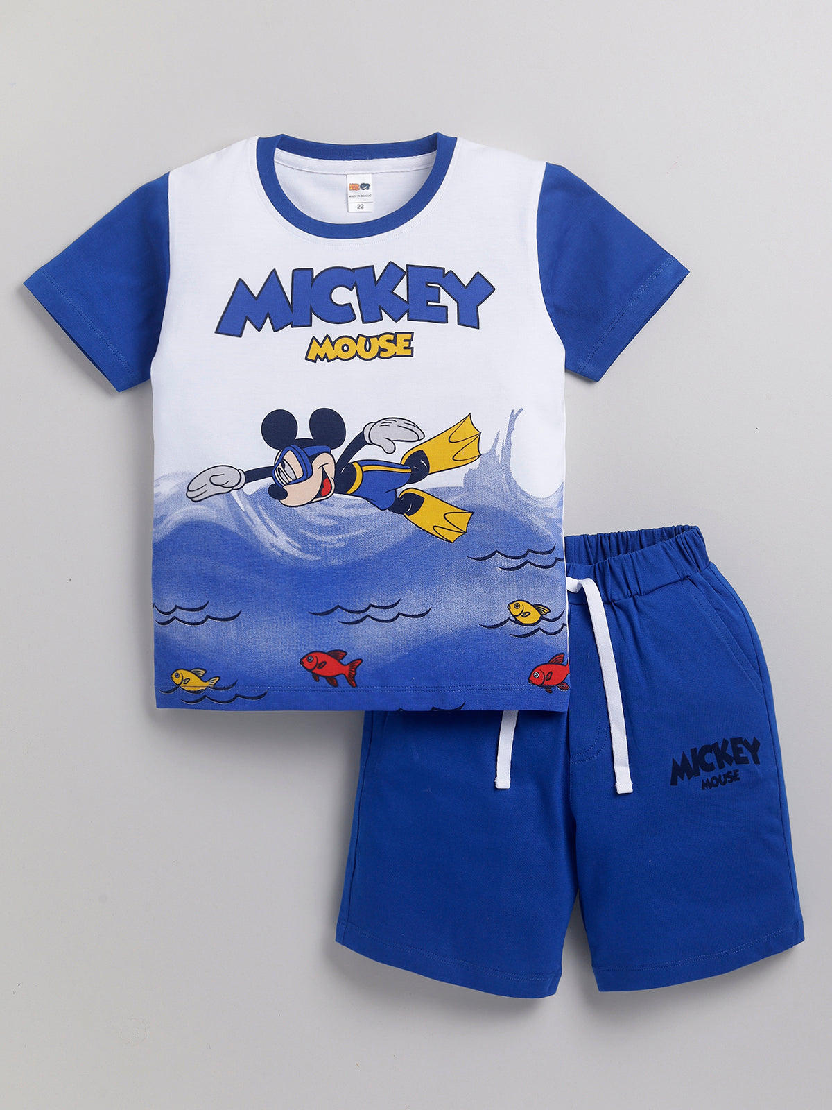 Boys Mickey Casual T-shirt Shorts  (BLUE)