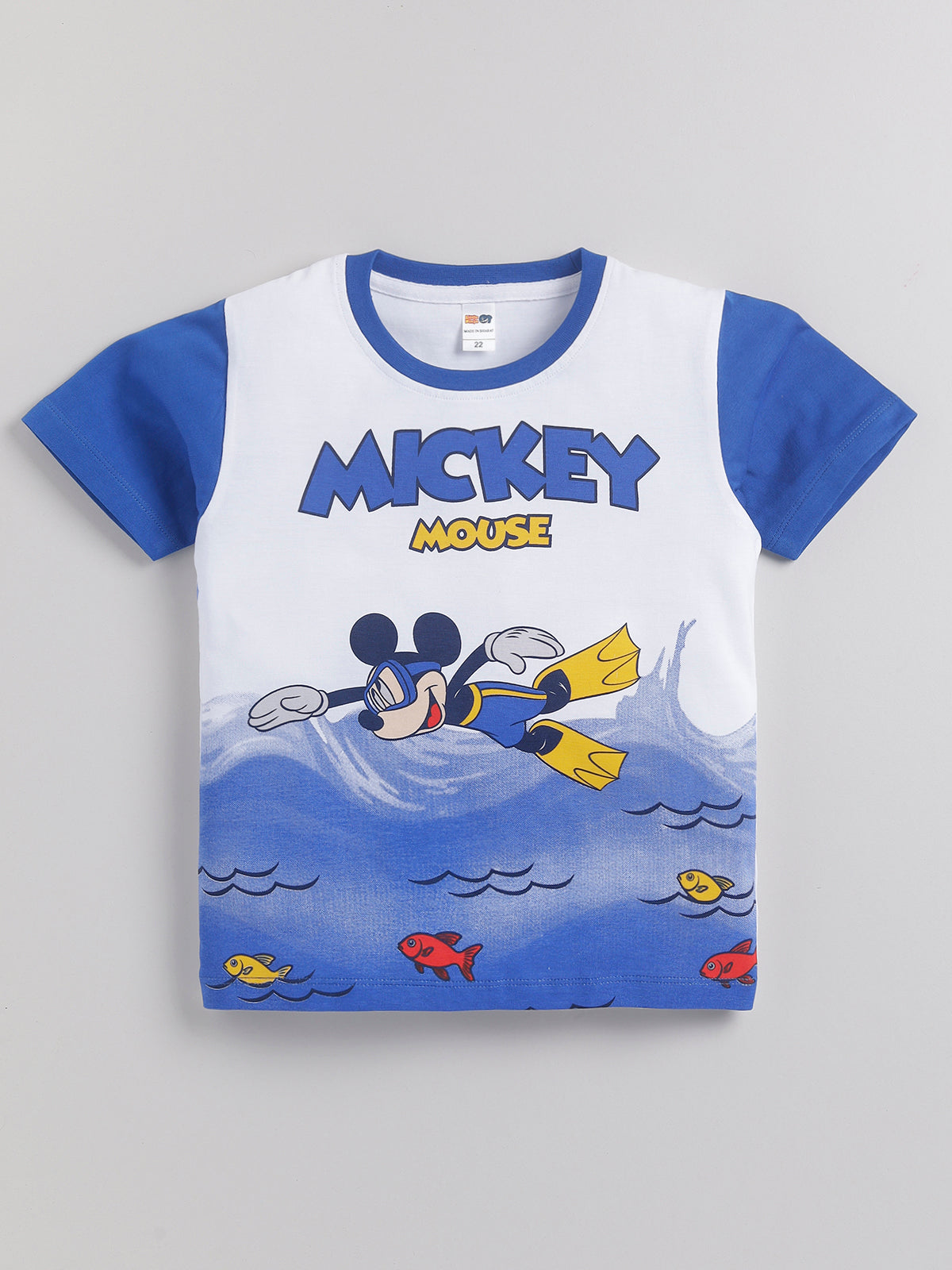 Boys Mickey Casual T-shirt Shorts  (BLUE)
