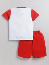 Boys Mickey Casual T-shirt Shorts  (RED)