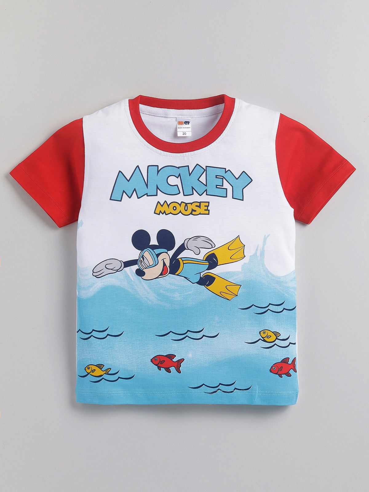 Boys Mickey Casual T-shirt Shorts  (RED)