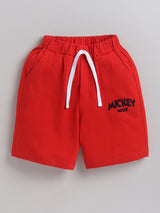 Boys Mickey Casual T-shirt Shorts  (RED)