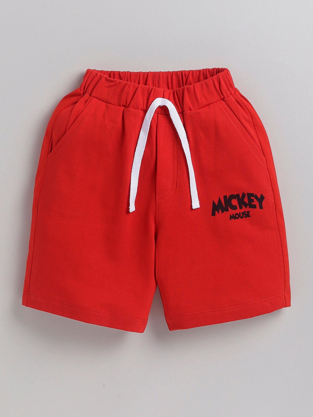 Boys Mickey Casual T-shirt Shorts  (RED)