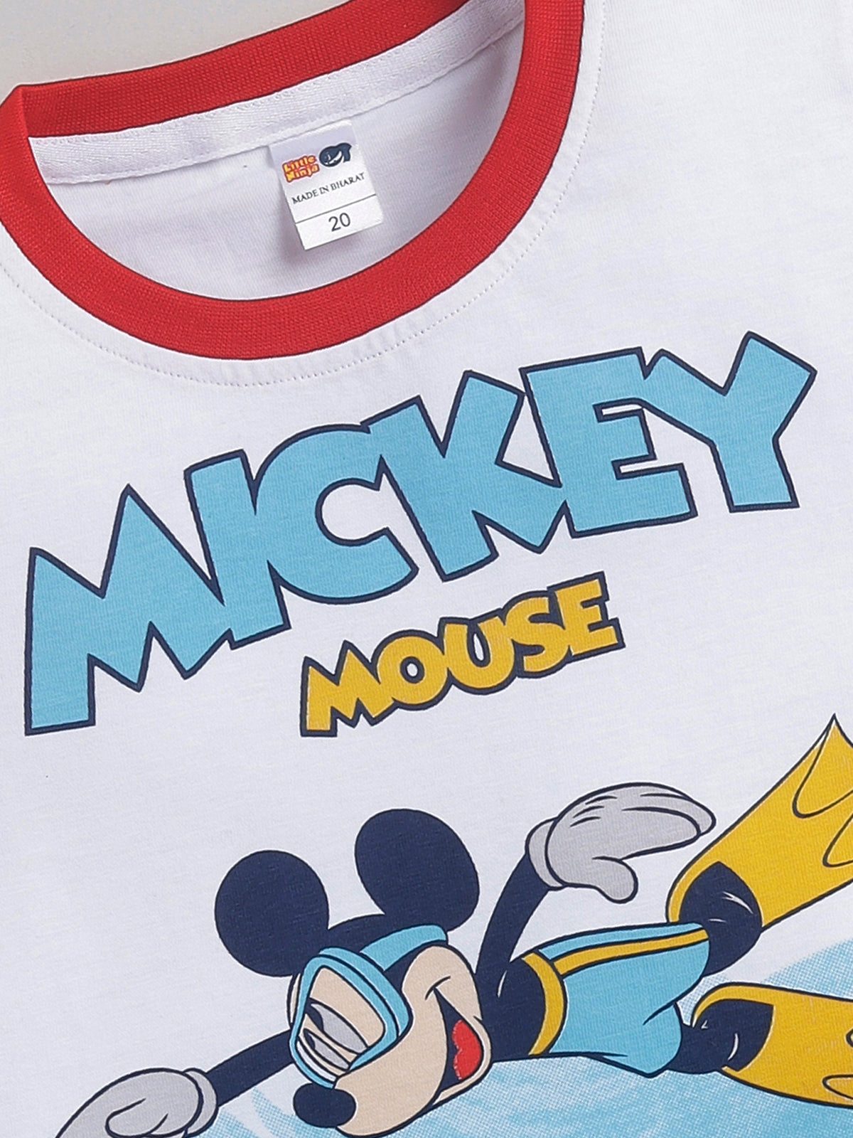 Boys Mickey Casual T-shirt Shorts  (RED)