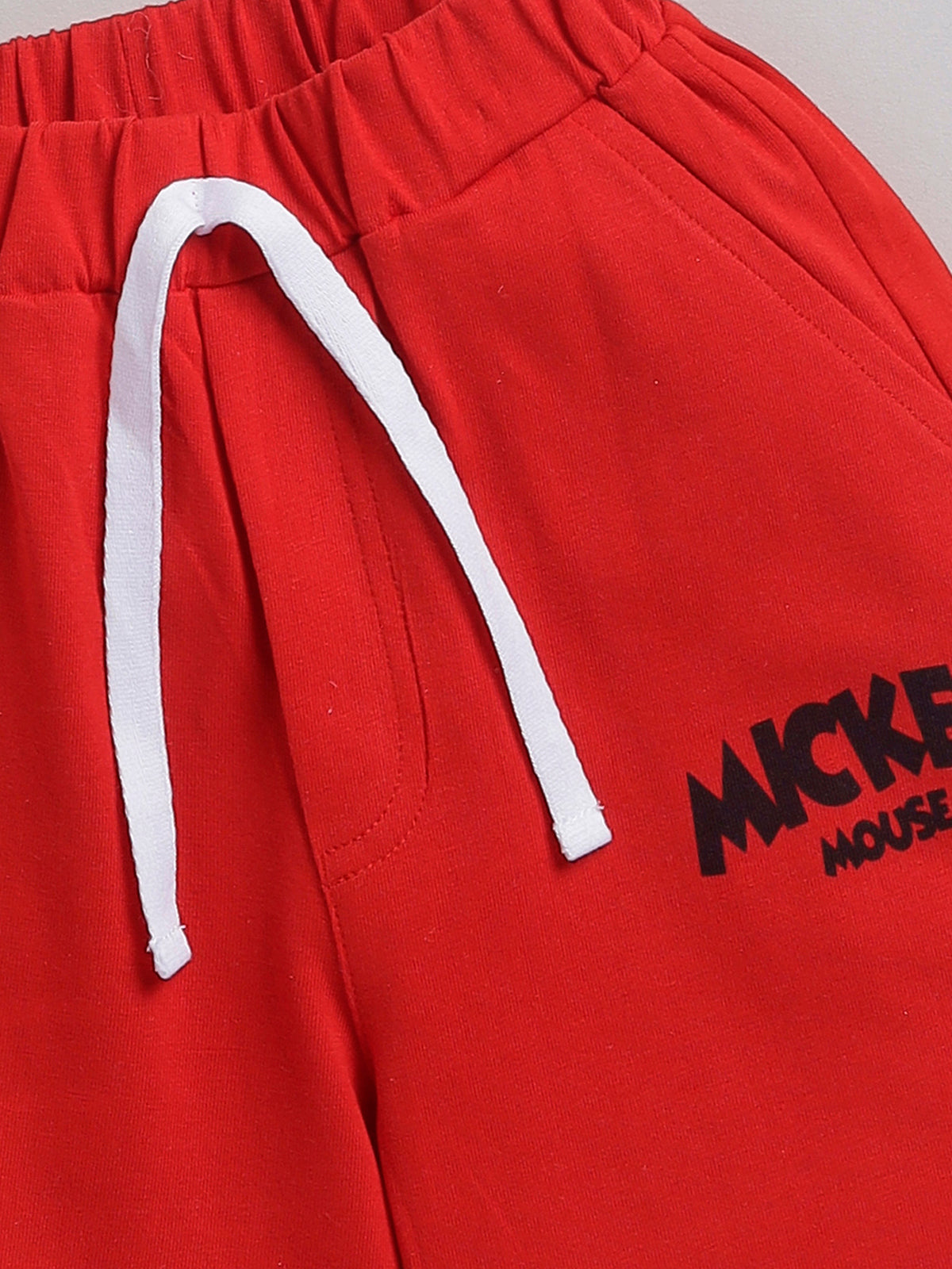 Boys Mickey Casual T-shirt Shorts  (RED)