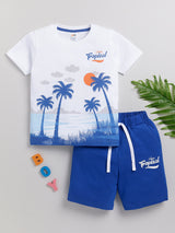 Boys Casual T-shirt Shorts  (BLUE)